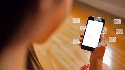 Mobile phone with envelop graphic elements